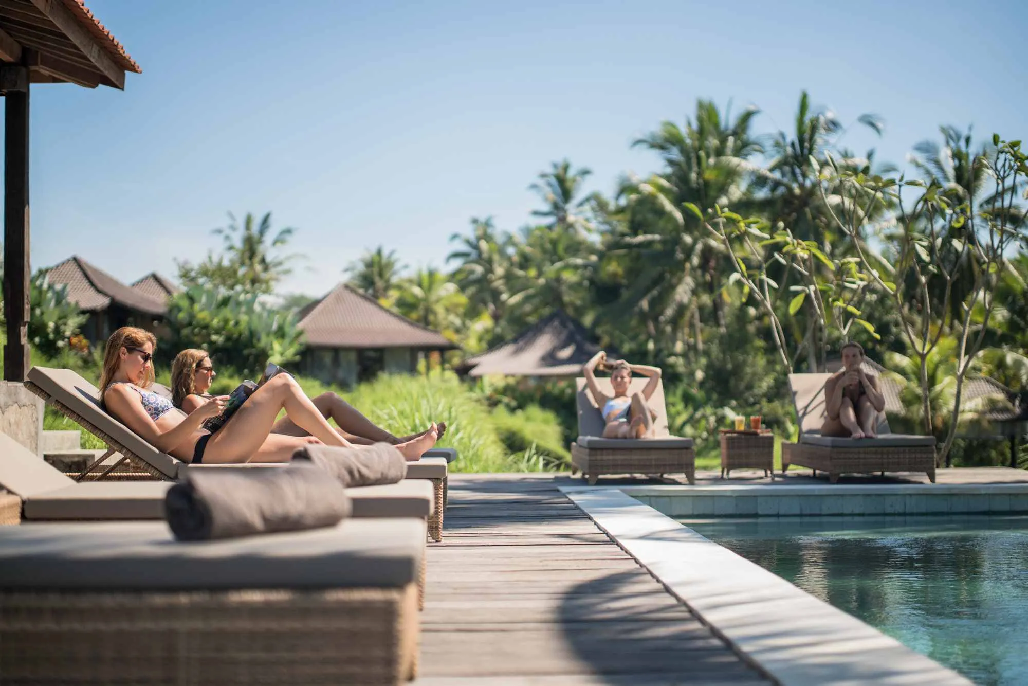 Students relaxing at Azadi Retreat Ubud Bali yoga teacher training