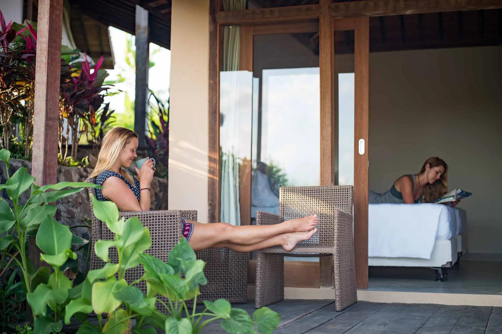 Guest room at Azadi Retreat Ubud Bali yoga teacher training accommodation